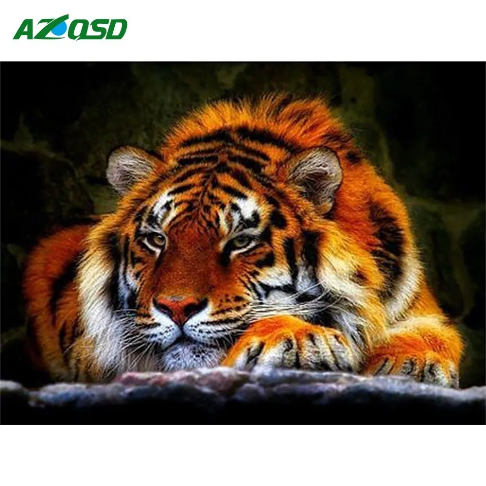 

AZQSD Diamond Painting Animal Cross Stitch Diamond Embroidery Picture Of Rhinestones Tiger Diamond Mosaic Sale Decoration Home
