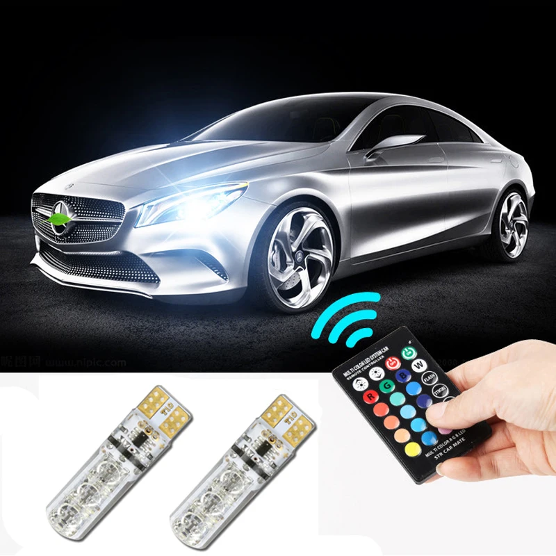 Светодиодные огни T10 W5W RGB с дистанционным управлением для Volkswagen POLO Golf 5 6 7 Passat B5 B6 B7
