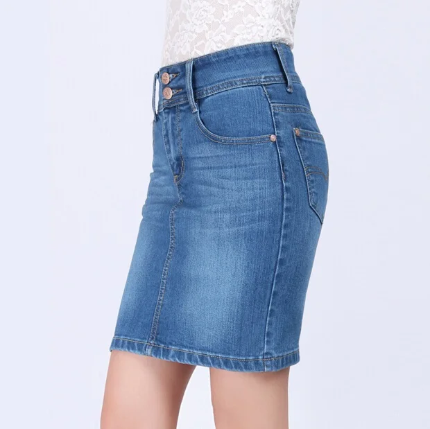 Новая весенняя и осенняя Модная Повседневная джинсовая юбка размера плюс, одежда для женщин и девушек - Цвет: Light Blue