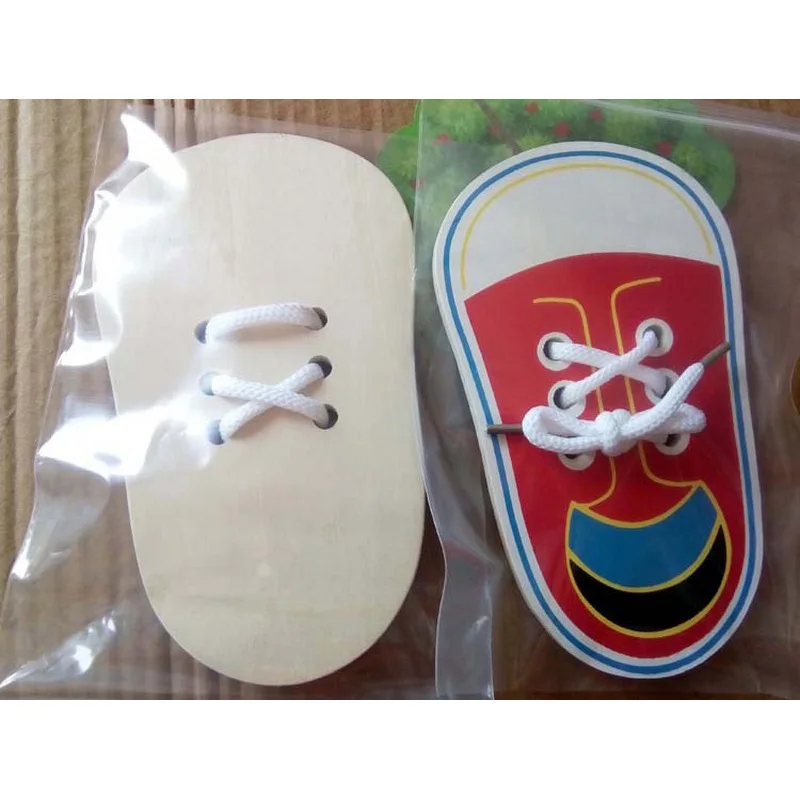 Wooden Puzzle Jigsaw Toys Montessori Educational Toys For Children Cartoon Toddler Lacing Shoes Kids Baby Early Educational Toy (1)