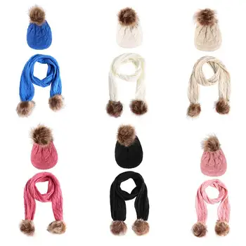 

High Quality Soft Cute Fashionable Baby Hats Children's Plush Cartoon Hat Scarf Boy Girl Protection Keep Warm Cap Two-piece