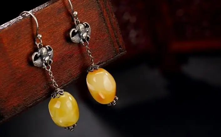 

Sterling S925 925 silver Drop Earrings bat beeswax trendy vintage for woman earring 38MM