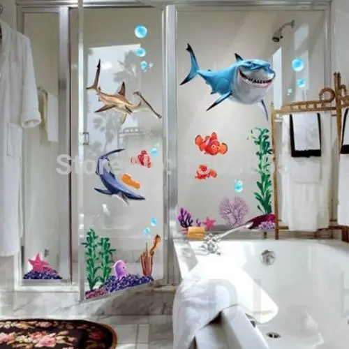 

FINDING NEMO Fish Seabed General Mobilization Cartoon Nemo Bathing Wall Stickers Decor Removable Vinyl Nursery Kids Room asd