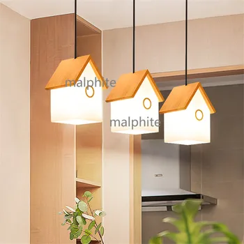 

Modern Home Decor Lighting Light Fixture Nordic Style Wood House Pendant Lamp Living Room Bedroom Novelty Simple Pendant Lights