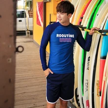 Мужские Багажники одежда для плавания с длинными рукавами водные виды спорта пляж сыпь охранники Лето полосатая блузка две части купальники M~ XXXL 4 стиля