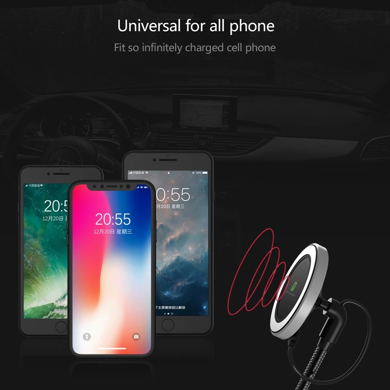 Fimilef дизайн Qi Беспроводное Автомобильное зарядное устройство магнитный держатель для iPhone X 8 samsung Note 8 S8 автомобильный держатель Беспроводная зарядка
