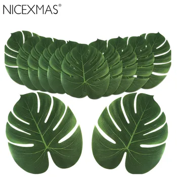 

24Pcs 35X29Cm&20X18Cm Artificial Tropical Palm Leaves Simulation Leaf For Hawaiian Party Jungle Beach Theme Party Decorations