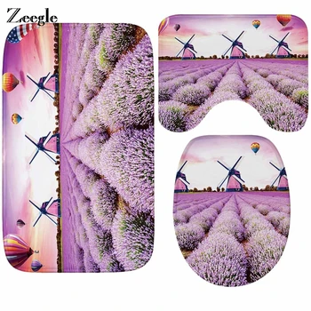 

Zeegle Foral Printed 3Pcs/set Bathroom Mat Non-slip Bathmat Toilet Rug Bathroom Floor Mat Memory Foam Bath Mat Bathroom Carpet