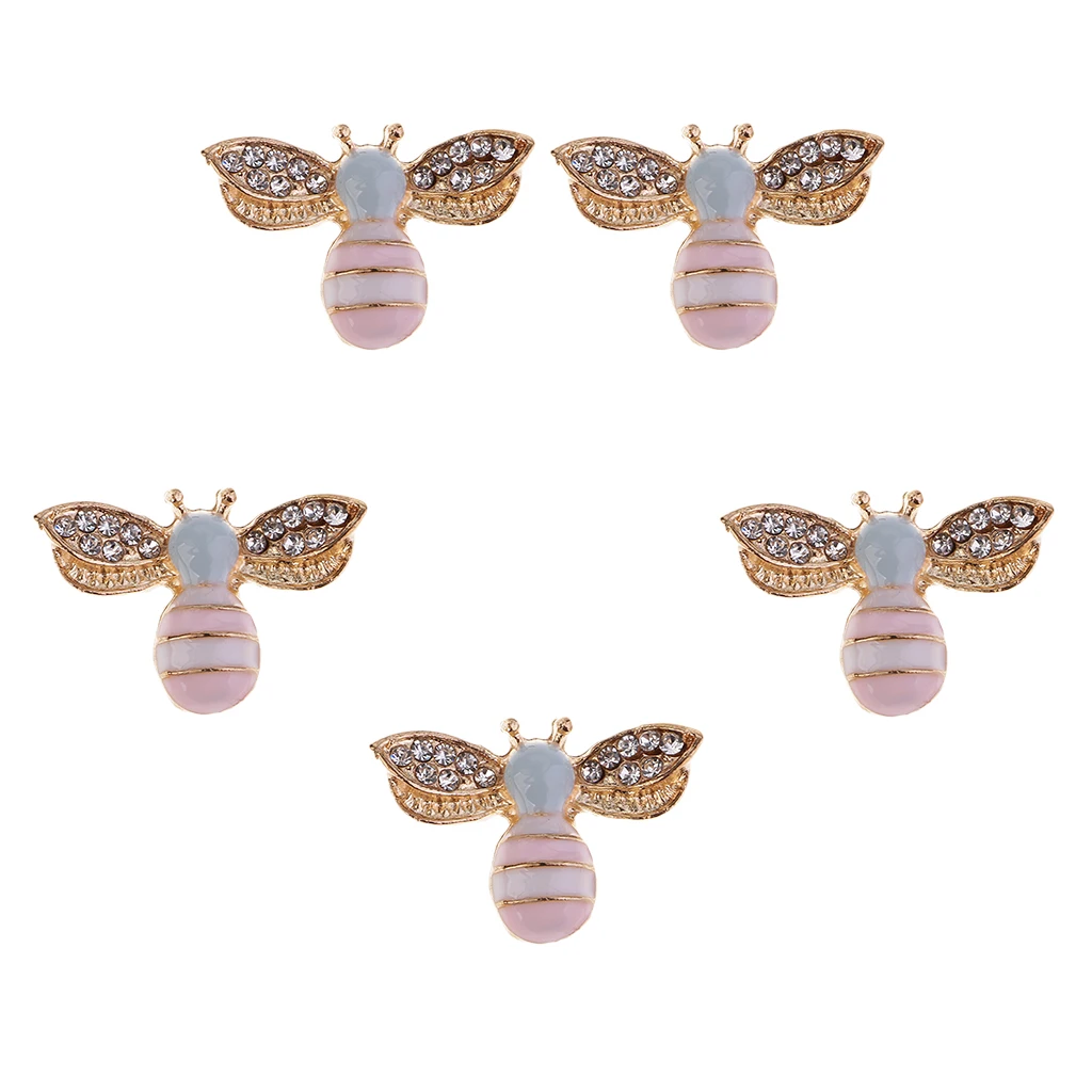10Pcs Mixed Allloy Bee Craft Rhinestone Flatback Buttons Scrapbooking Embellishments for DIY Phone Case Decorations