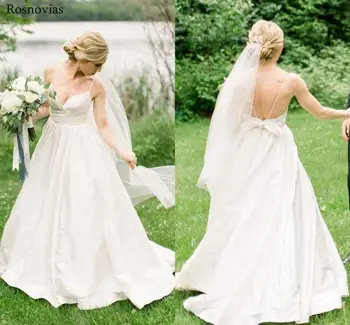 

Country Boho Wedding Dresses 2019 Spaghetti Strap Backless Sweep Train Modest Customized Beach Bridal Jumpsuits Vestido De Novia