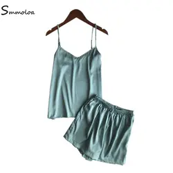 Smmoloa комплект из двух предметов, женская пижама, шелковые пижамы, сексуальные, лето 2019