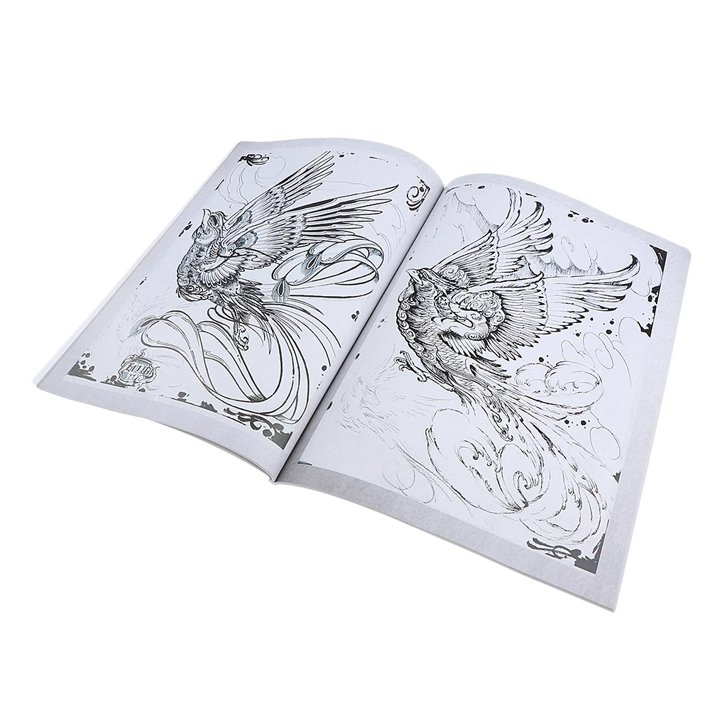 Chinese Style Mythical Creatures Tattoos Book Magazine Body Art Traditional Design