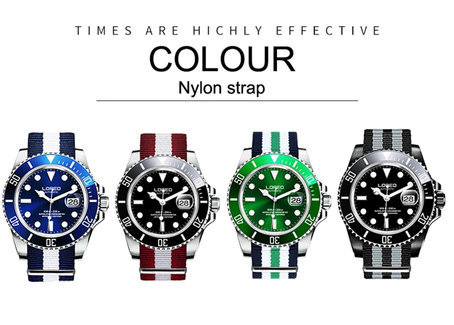 LOREO Лидирующий бренд 200 м водонепроницаемые мужские наручные часы автоматические механические часы модные деловые часы сапфировые