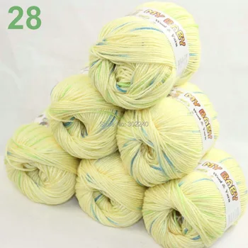 

LOT of 6 Skeins x 50gr DK Silk wool cashmere BABY Hand Knitting Yarn Yellow blue 28