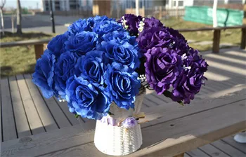 

Artificial Rose Bunch Flower 50Pcs 35cm/13.78 inches Rose Camellia 12 Heads for Wedding Party Garden Decorative Flowers