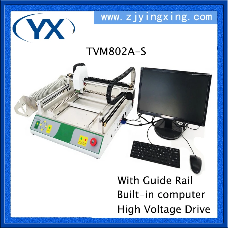 

27 Feeders and 2 Heads SMD Mounting Machine TVM802A-S With Guide Rail+Built-in Computer Solar Mounting System