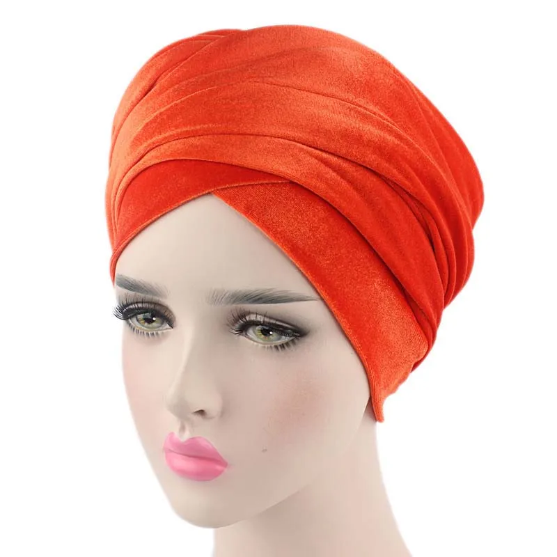 Головной Женский бархатный Тюрбан повязка на голову хиджаб удлиненная бархатная тюрбан банданы шарфы Женская мода хиджаб тюрбан