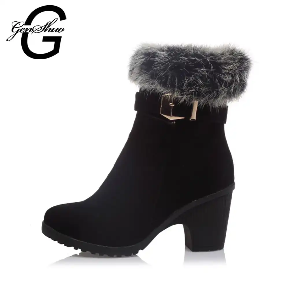 black ankle boots with fur cuff