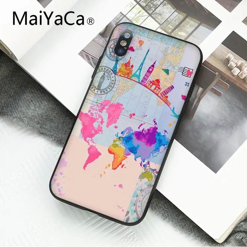 MaiYaCa путешествие в мире карта самолет план чехол для телефона для iphone 11 Pro 11Pro Max 8 7 6 6S Plus X XS MAX 5 5S SE XR