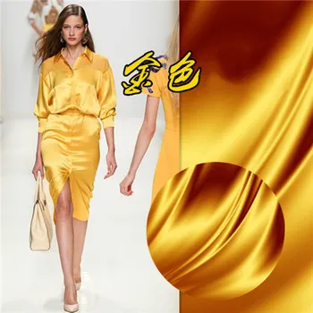 

114cm gold silk fabric 17 momme soft dress shirt silk stretch crepe satin fabric solid color silk fabric wholesale silk cloth
