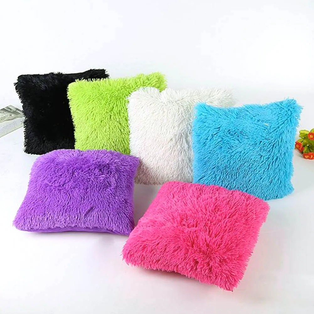 

1piece Soft Plush Decorative Pillow Case Square 45*45cm Pillow Cover Home Decorative fundas almohadas 6 Colors 2018 Dropshipping