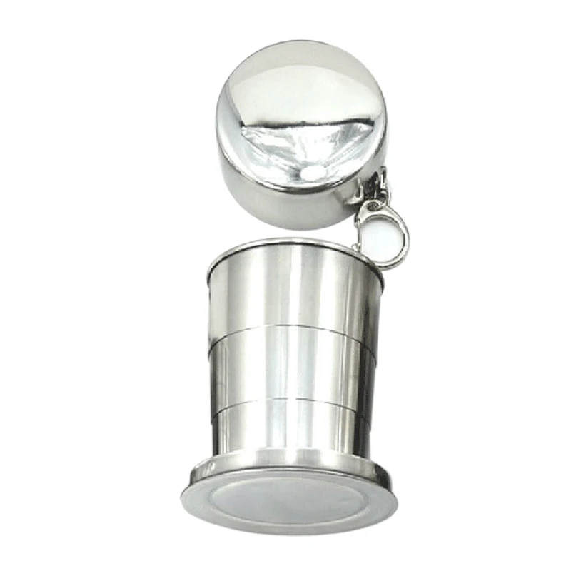 

New Stainless Steel Portable Folding Telescopic Collapsible Outdoor Travel Cup Mug Keychain Hiking DC120