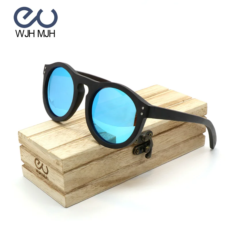 Polarisierten box Holz Sonnenbrillen Natürliche Frauen Mjh grau Männer Premium Rahmen Mit Und Wjh Original Casual Linse Geschenk Blau Xx0fZwnqn