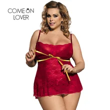 Comeonlover для женщин; Большие размеры эротическое нижнее белье красного цвета телевизор высококачественного сексуальное прозрачное женское белье сексуальное коктейльное платье+ трусики-стринги, сексуальные Babydoll RI80247
