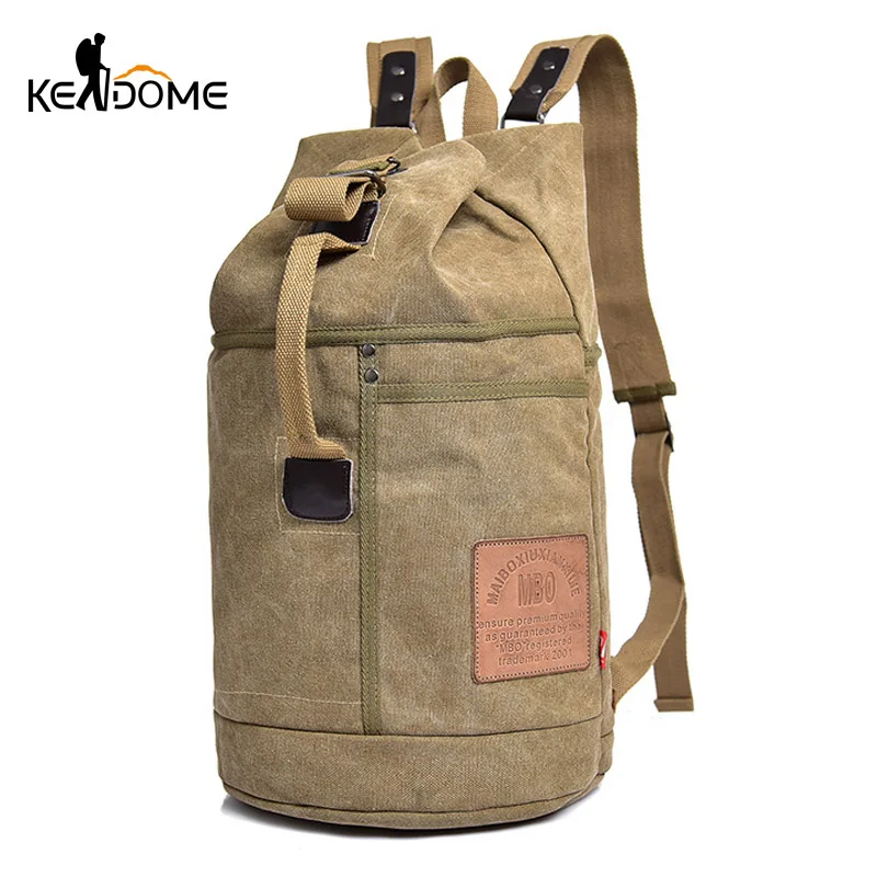 Buy Male Tactical Bucket Canvas Backpack Letter Printing Large Capacity