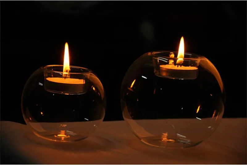 Диаметр = 8 см круглая свечка в прозрачном стекле держатель Топ популярная подставка стеклянный подсвечник для домашнего свадебного украшения Живое украшение