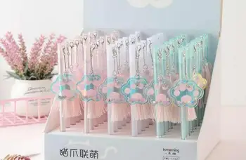

korea pretty cat claw gel pen cartoon stationery prize kawaii student pen office write sign pen black neutral pen 48pc/lot