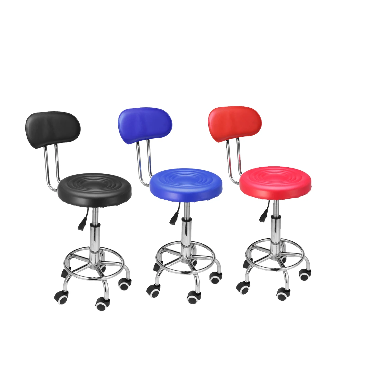 

Modern Lifting Chair 360 degree Rotating Leather with back support Home Office high Chair Bar Chiar Stool Adjustable + rollers