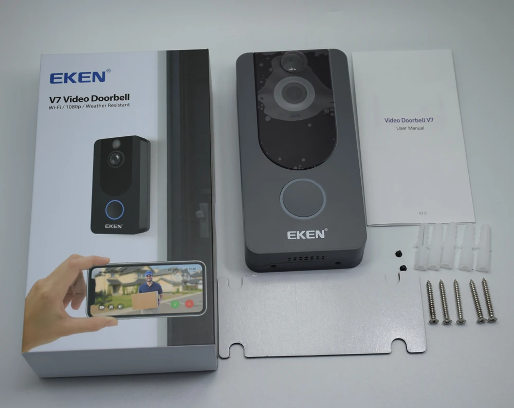 Eken V7 1080 P Wifi Беспроводной видео дверной звонок визуальный домофон Камера с перезвон Ночное видение ПИР обнаружения движения приложение