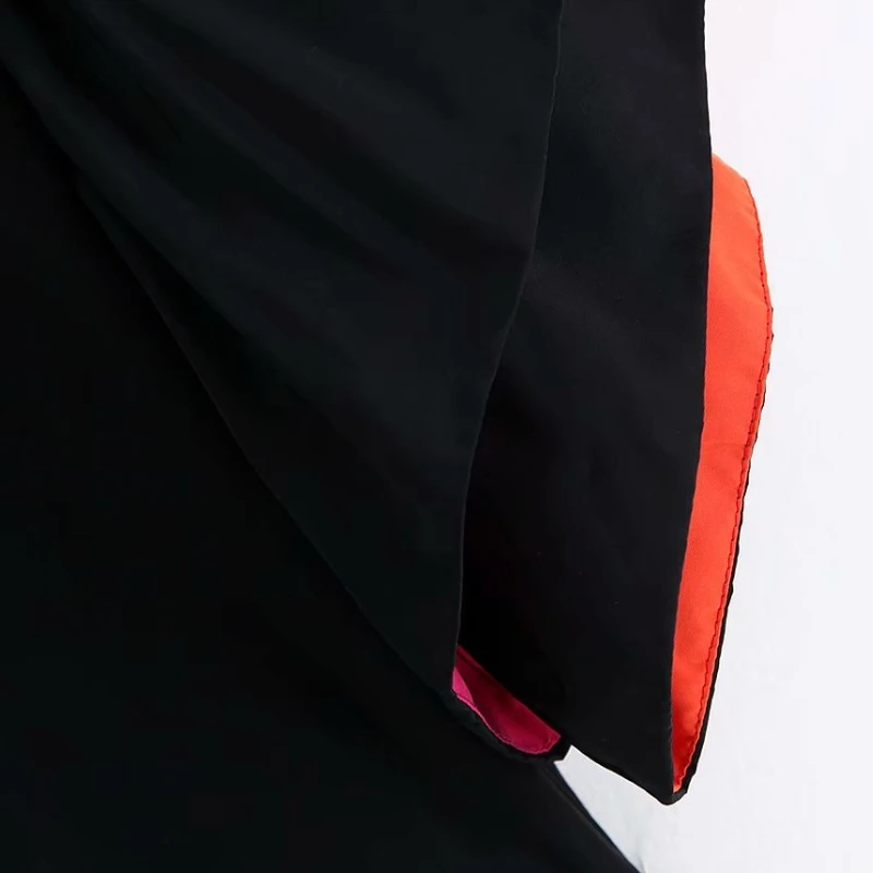 Осенние женские повседневные свободные блузки с круглым вырезом и расклешенными рукавами, женские свободные рубашки с оборками черного цвета LS3935