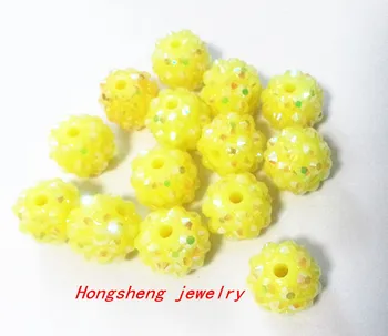 

(choose size) 12mm/16mm yellow color Resin Rhinestone Beads,Bling Resin Ball Beads, for Chunky Kid Necklace Jewelry