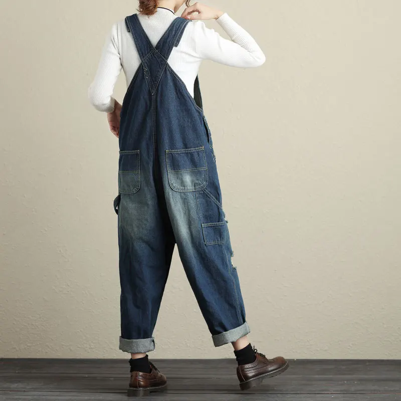 Alta Las 2 Femme Loose Denim Vaqueros Combinaison Tamaño Para Otoño Mujeres Womens 1 Primavera Jumpsuit Más 2018 Cintura Ripped Monos Mamelucos PIRgqcUIr