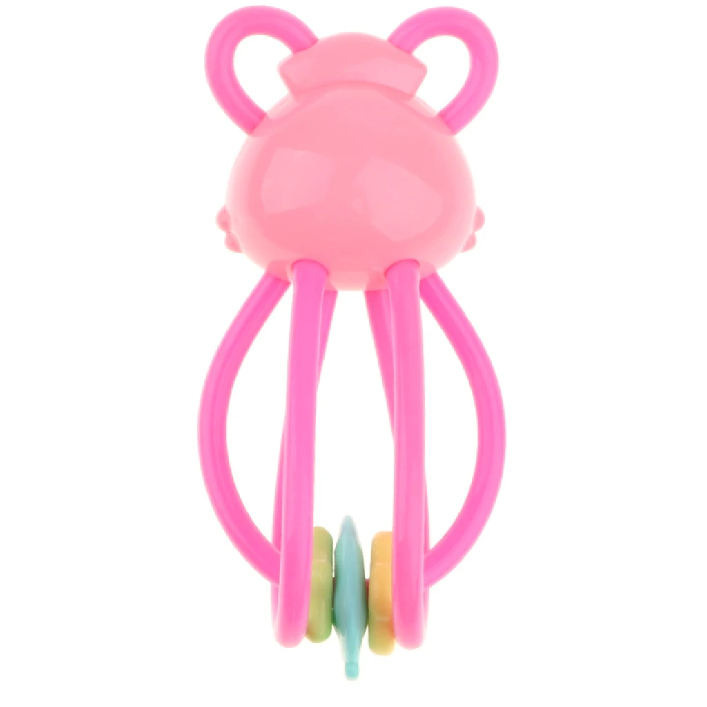Baby Teether Ring & Rattle Teething Toys - TPU Food Grade Material - Easy To Hold Soft Bendable - Rabbit