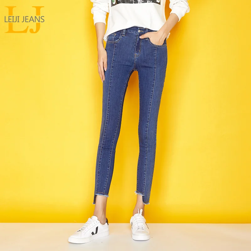 LEIJIJEANS Новинка осени высокая уличная мода размера плюс L со вставками
