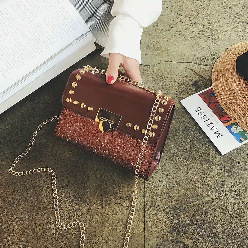 

Chain Rivet Fashion Evening Women Handbag Shoulder Messenger Lady Clutch Designer Crossbody Bag Shopping Coin Purse Satchel Bags