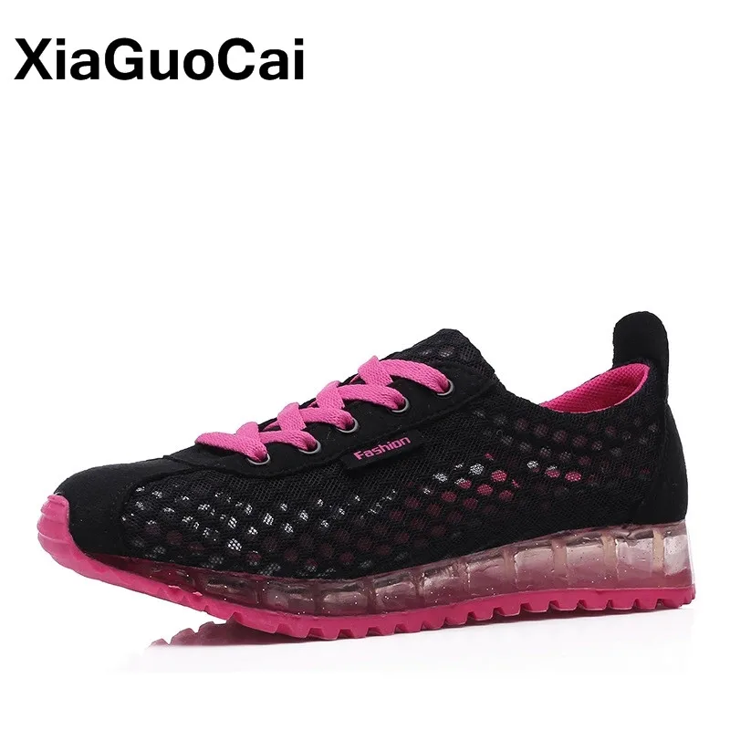 Women Casual Shoes Summer Mesh Female Flats Breathable Lace Up Leisure Cushioning Women's