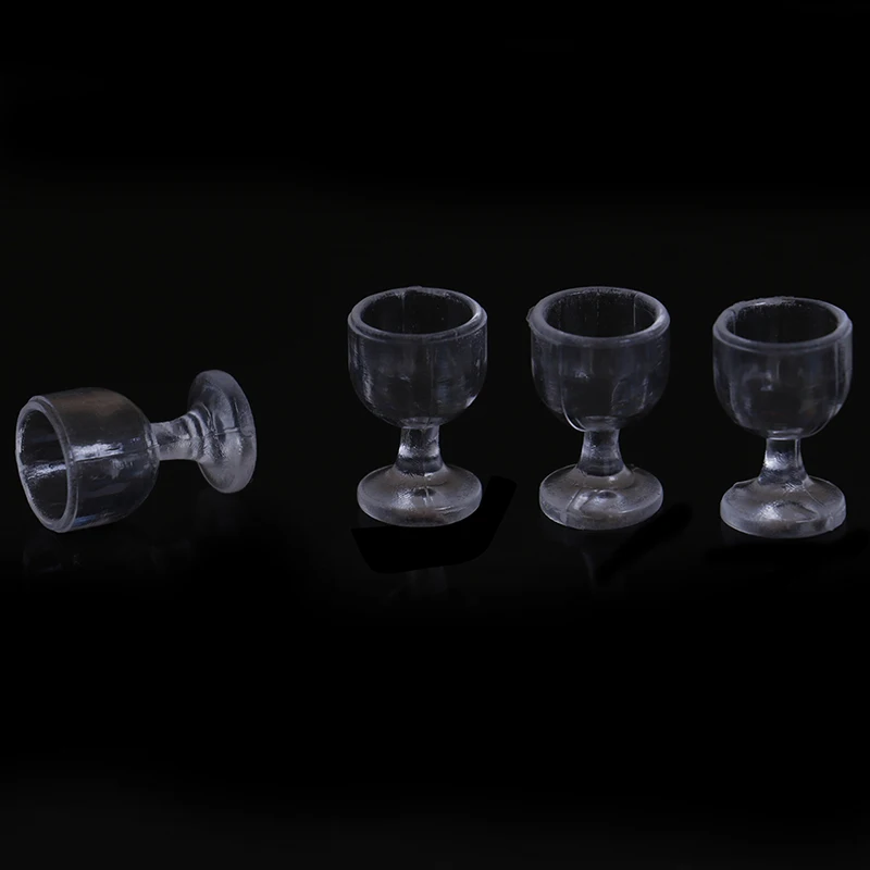 

Set of 4pcs Miniature Clear Wine Glass Juice Cup Set 1/12 Dollhouse Tableware Accessorries Model Kids Pretend Play