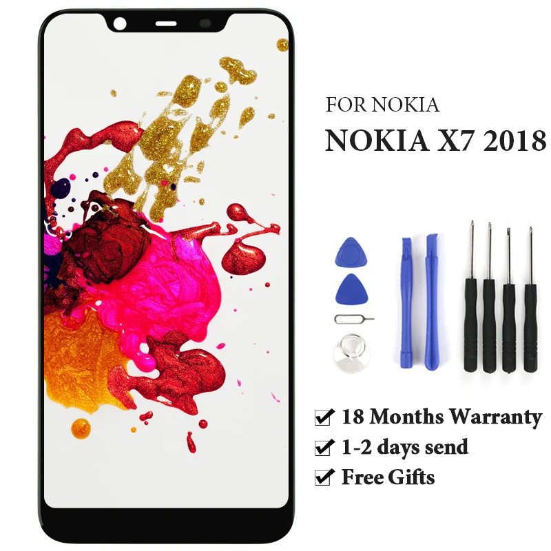 Класс для Nokia X7 2018 ЖК-дисплей с сенсорным экраном сборка замена без битых пикселей
