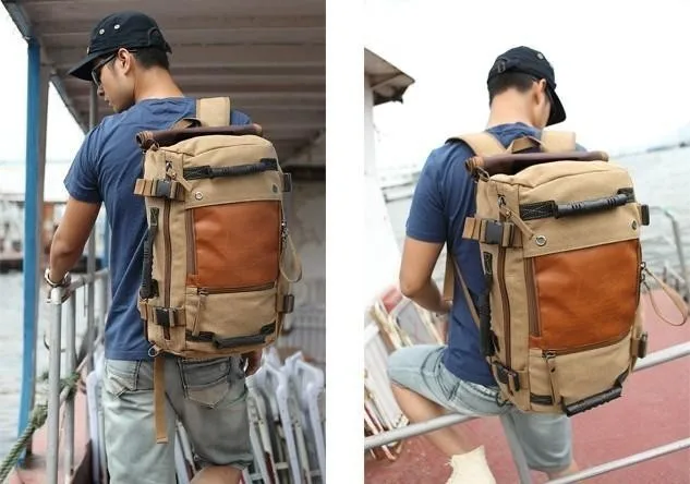 Men/'s Hiking Canvas Laptop Backpack Rucksack Camping Vintage Travel Shoulder Bag