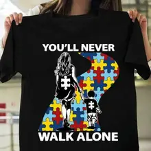 Новое поступление, Мужская футболка, новая черная футболка с надписью Autism Mom& Son You'll Never Walk Alone
