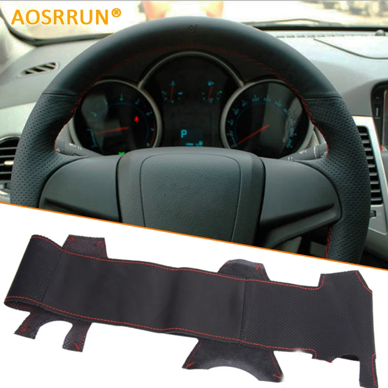 Cena AOSRRUN akcesoria samochodowe Sew skórzana osłona na kierownicę do samochodu Chevrolet Cruze hatchback sedan 2009 2013 2014