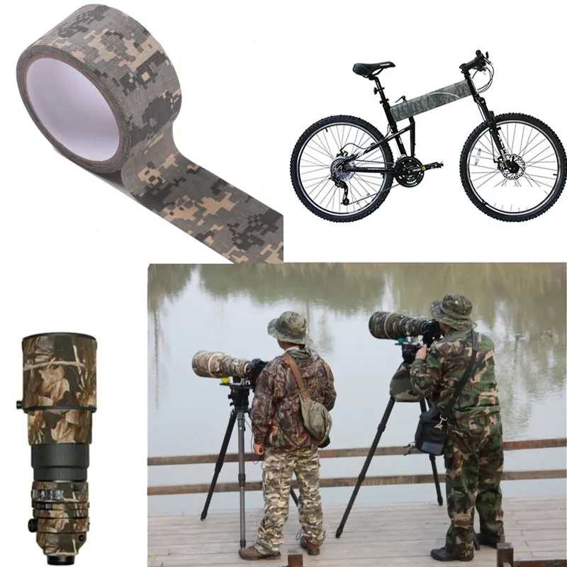 

High Quality Bionic Camouflage Adhesive Tape Army Camouflage Outdoor Tape Waterproof Wrap for Camera Torch Telescope Protector