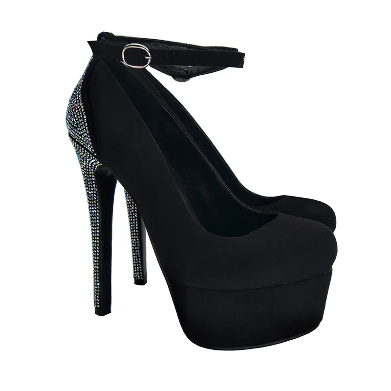Original Intention US Size 4-10.5 Super High Heels Sexy Black Pumps New Fashion Platform Women Flock Pumps Autumn Shoes Woman