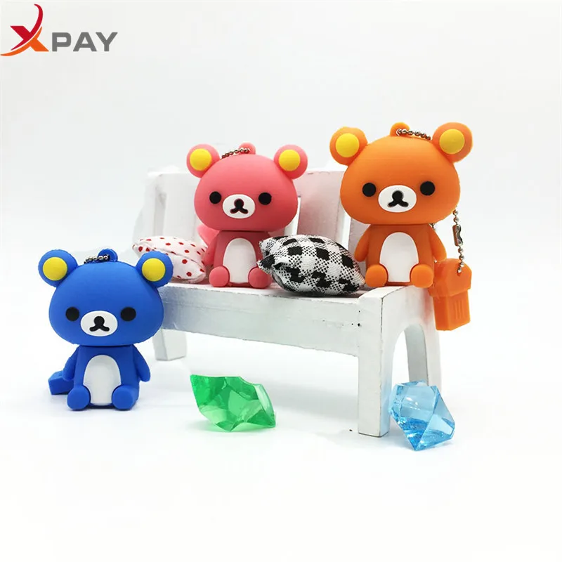 

Usb 2.0 Lovely Bear Usb Flash Drive 32GB Silicone Pen Drive real capacity 4GB 8GB 16GB Memory Stick 64GB 128GB Pendrive for gift