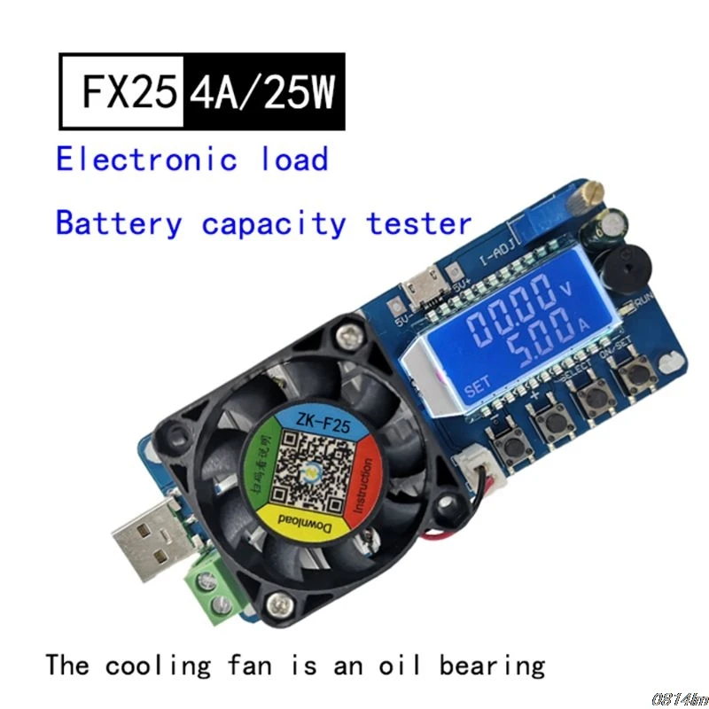 

25WBattery capacity tester Constant current electronic load USB power detector adjustable resistor