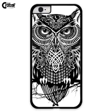 Arte Corujas Cabeça de plástico preto Tampa Da Caixa de telefone para o ipod touch 4 5 6 huawei p9 p7 p8 lite h6 companheiro 7 8 htc m7 m8 m9 mini m10 820 826